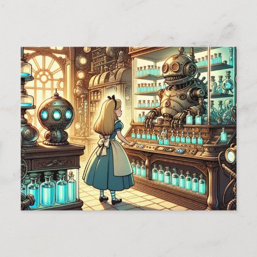 Alice in het Steampunk Apothecary Briefkaart (Voorkant)