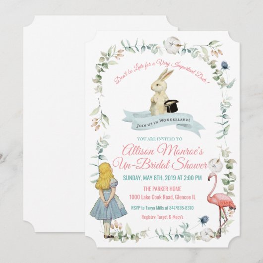 Alice in het Vrijgezellenfeest Wonderland Kaart (Voorkant / Achterkant)