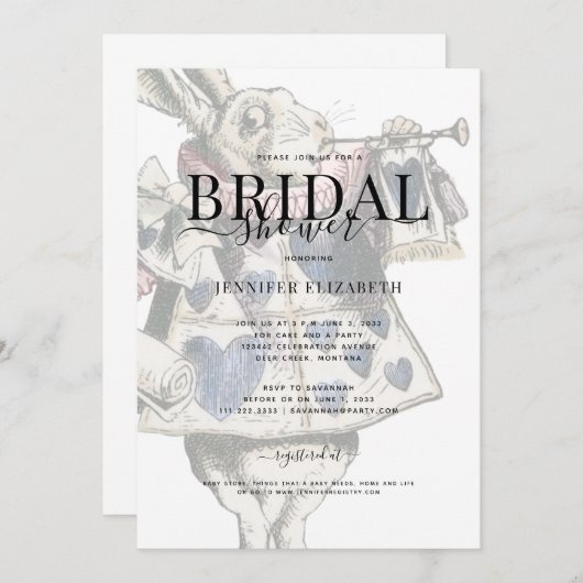 Alice in het Vrijgezellenfeest Wonderland Kaart (Voorkant / Achterkant)