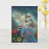 Alice in het Wenskaart van het Sprookjesland Kaart (Gele Bloem)