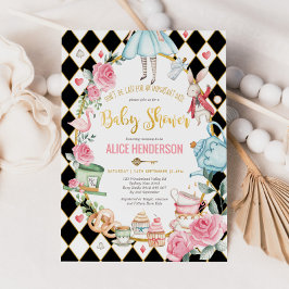 Alice in het Wonderland Baby shower Girl Mad Tea P Kaart