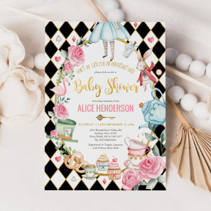 Alice in het Wonderland Baby shower Girl Mad Tea P Kaart