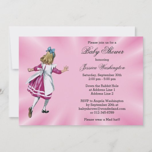Alice in het Wonderland Baby shower is niet te laa Kaart (Achterkant)