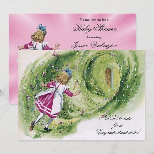 Alice in het Wonderland Baby shower is niet te laa Kaart (Voorkant / Achterkant)