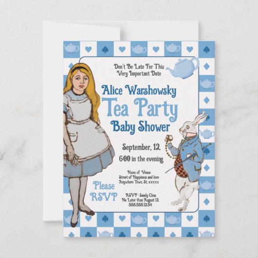  Alice in het Wonderland baby shower-uitnodiging Save The Date (Voorkant)