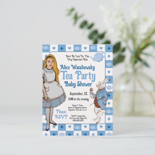  Alice in het Wonderland baby shower-uitnodiging Save The Date (Staand voorkant)