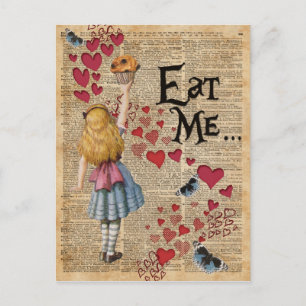 Alice in het Wonderland eet me Muffin Briefkaart