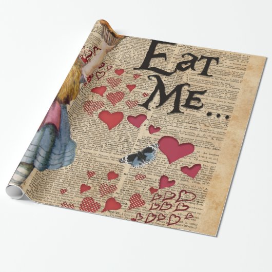 Alice in het Wonderland eet me Muffin Cadeaupapier (Uitgerold)