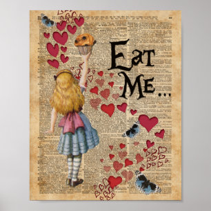 Alice in het Wonderland eet me Muffin Poster