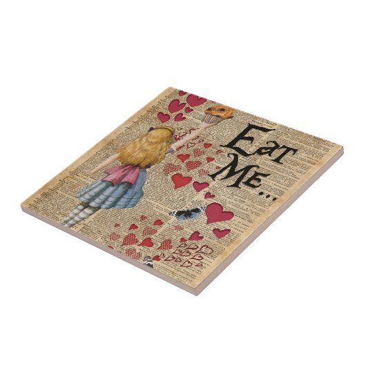 Alice in het Wonderland eet me Muffin Tegeltje (Zijkant)