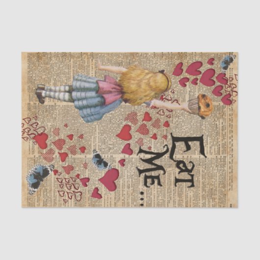 Alice in het Wonderland eet me Muffin Tissuepapier (Voorkant)