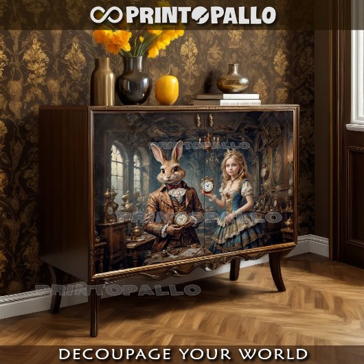 Alice in het wonderland en de marshaas tissuepapier