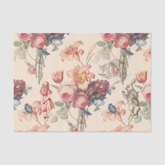 Alice in het Wonderland  Garden Flowers Tissue Tissuepapier (Voorkant)