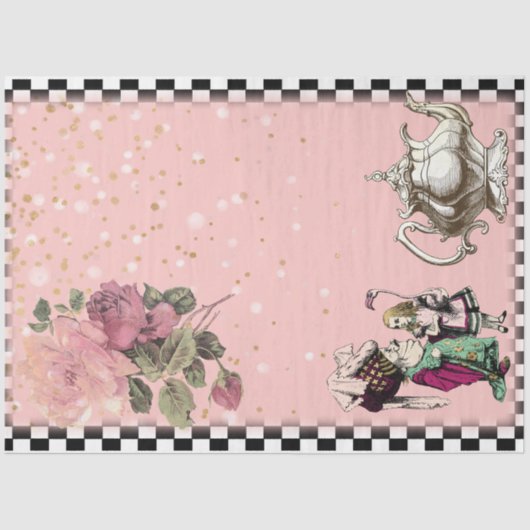  Alice in het Wonderland Roos Teapot Tissuepapier (Voorkant)