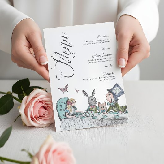 Alice in het Wonderland Tea Party Menu Kaart