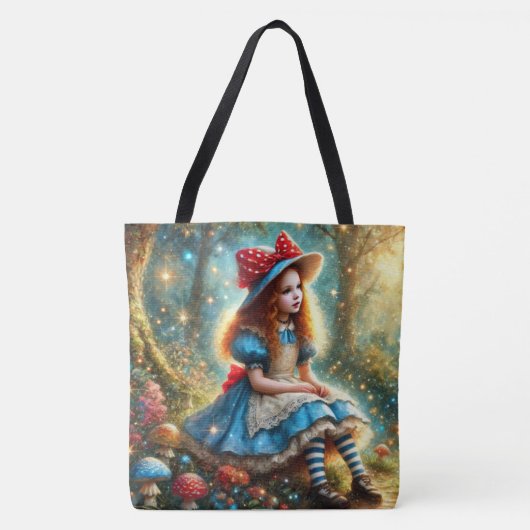 Alice In Mushroom Fantasy Forest Tote Bag (Voorkant)