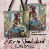 Alice In Mushroom Fantasy Forest Tote Bag