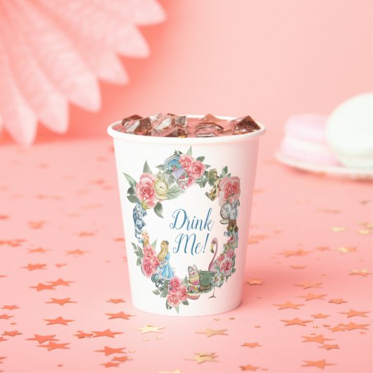 Alice in Onderland Geachte 'Birthday Party Cups' Papieren Bekers (Insitu)