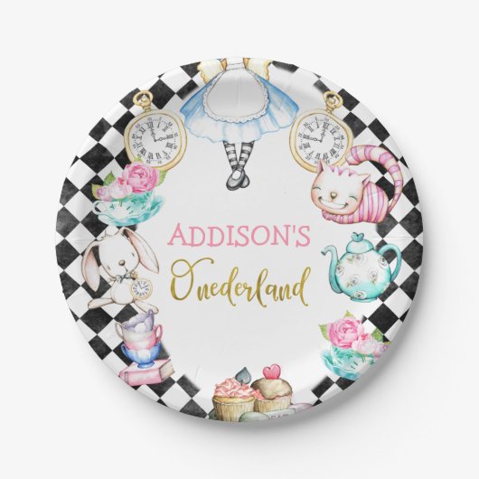 Alice in One-derland Black Diamond Birthday Bord (Voorkant)