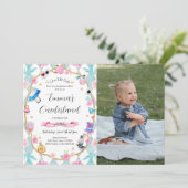 Alice in Onederland 1e Verjaardag Blauw Foto Kaart (Staand voorkant)