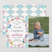 Alice in Onederland 1e Verjaardag Blauw Foto Kaart (Voorkant / Achterkant)