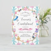 Alice in Onederland 1e verjaardag blauw Kaart (Staand voorkant)