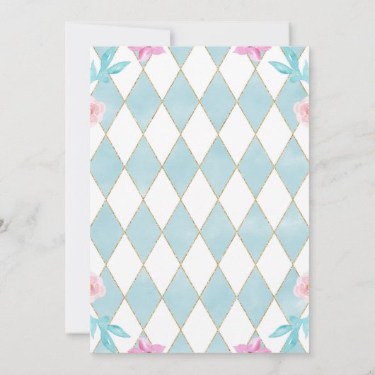 Alice in Onederland 1e verjaardag blauw Kaart (Achterkant)