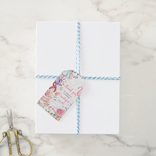 Alice in Onederland 1e verjaardag Mad Tea Party Cadeaulabel (Met Touw)