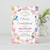 Alice in Onederland 1e verjaardag Roze Kaart (Staand voorkant)