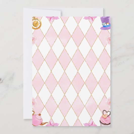 Alice in Onederland 1e verjaardag Roze Kaart (Achterkant)