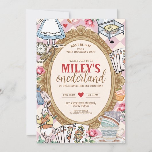 Alice in ONEDERLAND 1e verjaardag  Tea Foto Kaart (Voorkant)