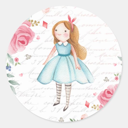 Alice in Onederland 1e Verjaardag Tea Party Favor Ronde Sticker (Voorkant)