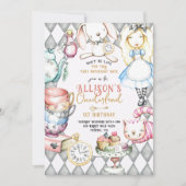 Alice in Onederland 1e Verjaardag Tea Party Kaart (Voorkant)