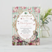 Alice in Onederland 1e Verjaardag uitnodiging (Staand voorkant)