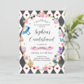 Alice in Onederland 1e Verjaardag Zwart Kaart (Staand voorkant)