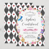 Alice in Onederland 1e Verjaardag Zwart Kaart (Voorkant / Achterkant)