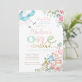 Alice in ONEderland 1st Birthday Kaart (Staand voorkant)