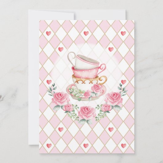 Alice in ONEderland 1st Birthday Mad Tea Party Kaart (Achterkant)