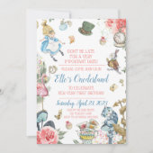 Alice in Onederland 1st Birthday Party Invitation Kaart (Voorkant)