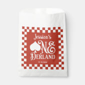 Alice in ONEderland 1st Birthday Red Checkered Bedankzakje (Voorkant)