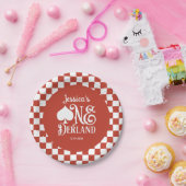  Alice in ONEderland 1st Birthday Red Checkered Papieren Bordje (Feest)