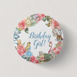 Alice in Onederland Birthday Girl Button