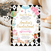 Alice in Onederland Birthday Invitation Kaart