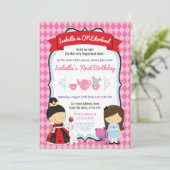 Alice in ONEderland Birthday Invitation Kaart (Staand voorkant)