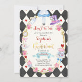 Alice in ONEderland Birthday Invitation Tea Party Kaart (Voorkant)