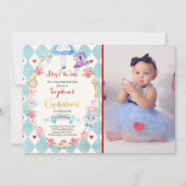 Alice in ONEderland Birthday Invitation Tea Party Kaart (Voorkant)