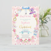 Alice in ONEderland Birthday Invitation Tea Party Kaart (Staand voorkant)