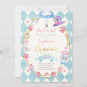 Alice in ONEderland Birthday Invitation Tea Party Kaart (Voorkant)