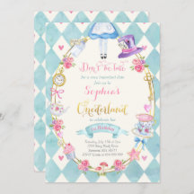 Alice in ONEderland Birthday Invitation Tea Party