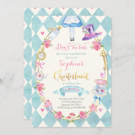 Alice in ONEderland Birthday Invitation Tea Party Kaart